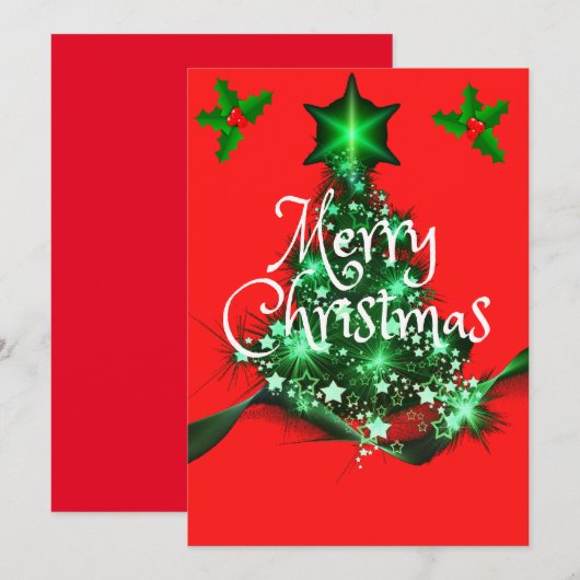 Vakantie Familie Kerstboom Feestdagenkaart (Voorkant / Achterkant)