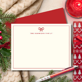 Vakantie Familie Schattige Red Bow Elegant Christm Notitiekaartje