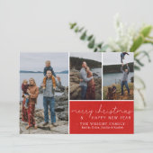 Vakantie Familie Vrolijke Kerstmis Fotokaart Feestdagenkaart (Staand voorkant)