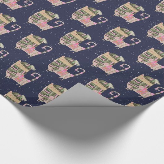 Vakantie Fancy kat inpakpapier (Hoek)