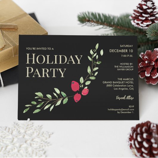 Vakantie Feest Kerst Red Holly Corporate Party Kaart
