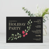 Vakantie Feest Kerst Red Holly Corporate Party Kaart (Staand voorkant)