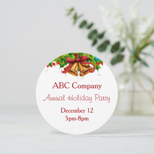 Vakantie feest met Gold Bells uitnodiging (Staand voorkant)