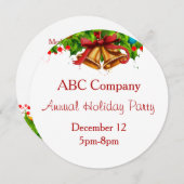 Vakantie feest met Gold Bells uitnodiging (Voorkant / Achterkant)