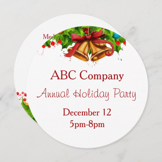 Vakantie feest met Gold Bells uitnodiging (Voorkant / Achterkant)
