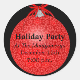 Vakantie feest, rood kant Ornament Ronde Sticker