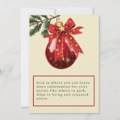 Vakantie Feest Rood Ornament met Schattigee strik Kaart (Achterkant)