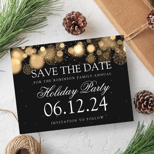 Vakantie Feest Save the Date Winter Wonder Gold Aankondigingskaart