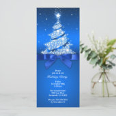 Vakantie feest viering elegante blauwe uitnodiging (Staand voorkant)