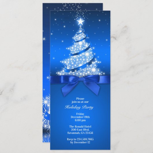 Vakantie feest viering elegante blauwe uitnodiging (Voorkant / Achterkant)