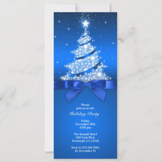 Vakantie feest viering elegante blauwe uitnodiging (Voorkant)