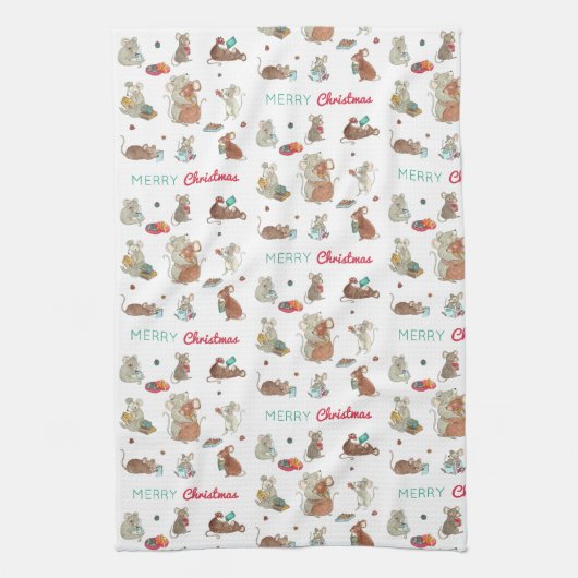 Vakantie feestdag kerstfeestdag theedoek (Verticaal)