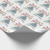 Vakantie feestdag met feestdag in de kerstboom van cadeaupapier (Hoek)