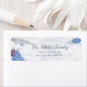 Vakantie feestdag waterverf blauw retouradres etiket (Insitu)