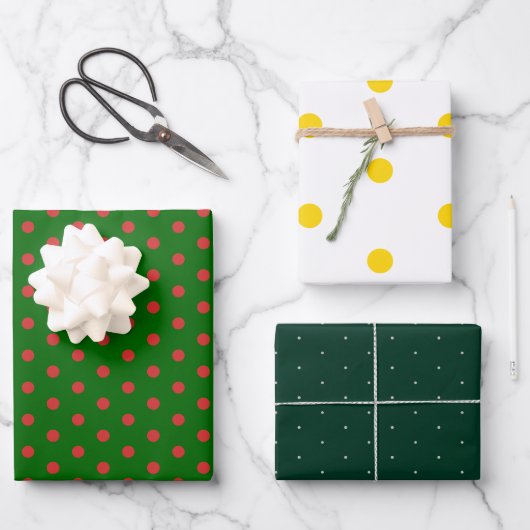Vakantie Feestelijke Green Polka Dot Wrapping Pape Inpakpapier Vel (Voorkant)