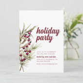 Vakantie feestuitnodiging met groene bessen kaart (Staand voorkant)