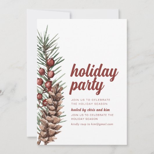 Vakantie feestuitnodiging met groene bessen kaart (Voorkant)