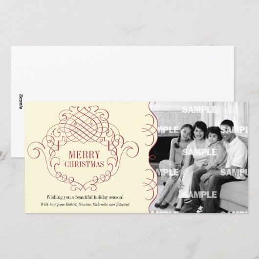 Vakantie filigraan sierlijke fotokaart feestdagenkaart (Voorkant / Achterkant)