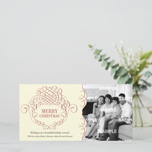 Vakantie filigraan sierlijke fotokaart feestdagenkaart (Staand voorkant)