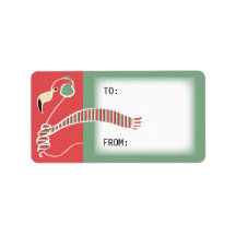 Vakantie flamingo cadeau label