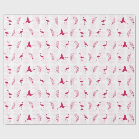 Vakantie Flamingo's Wrapping Papier - Wit (Vlak)