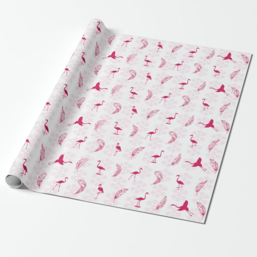 Vakantie Flamingo's Wrapping Papier - Wit (Uitgerold)