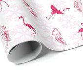 Vakantie Flamingo's Wrapping Papier - Wit (Rol Hoek)