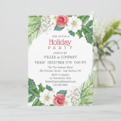 Vakantie  Floral Corporate Christmas Party Kaart (Staand voorkant)