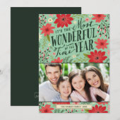 Vakantie Floral fotokaart Feestdagenkaart (Voorkant / Achterkant)