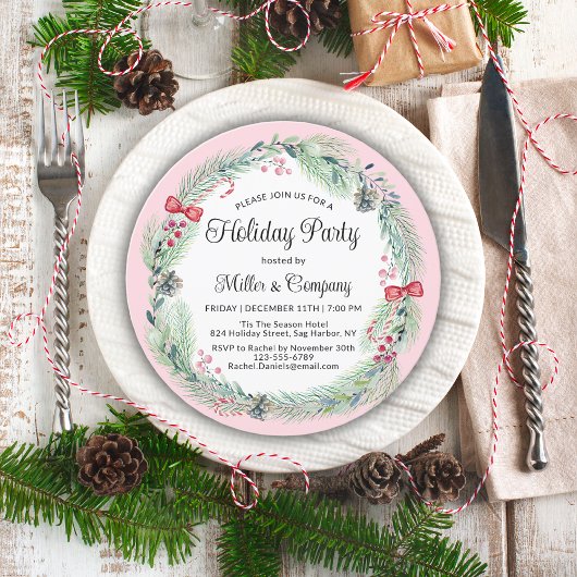 Vakantie Floral Wreats Corporate Kerstparty Kaart