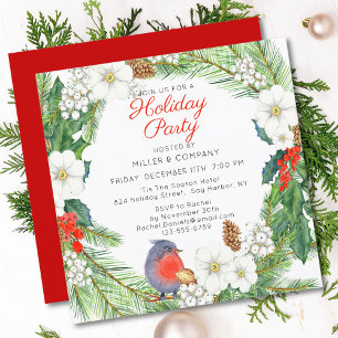 Vakantie Floral Wreats Corporate Kerstparty Kaart