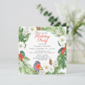 Vakantie Floral Wreats Corporate Kerstparty Kaart (Staand voorkant)