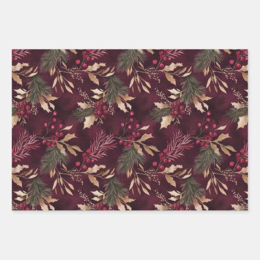  vakantie Foliage Christmas Inpakpapier Vel (Voorkant 2)