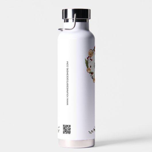 Vakantie Foliage holly sinaasappels Custom logo QR Waterfles (Rechts)