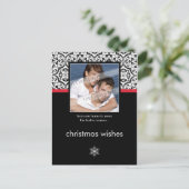 VAKANTIE FOTO BRIEFKAART :: eenvoudig damask 1P (Staand voorkant)