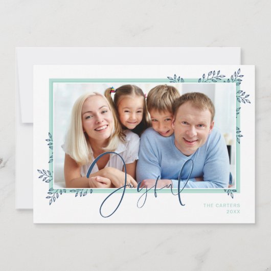 VAKANTIE FOTO elegante botanische munt vreugdevol Feestdagenkaart (Voorkant)