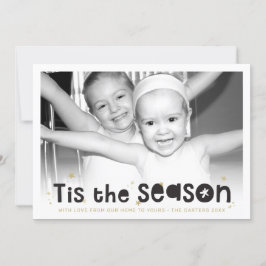 VAKANTIE FOTO is het seizoen citaat zwart goud Feestdagenkaart