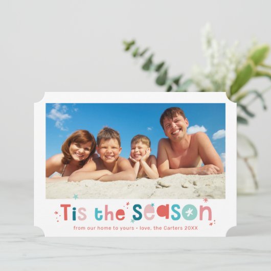 VAKANTIE FOTO kerst is het seizoen ingelijst Feestdagenkaart (Staand voorkant)