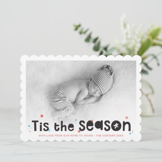 VAKANTIE FOTO leuke typografie is het seizoen cita Feestdagenkaart (Staand voorkant)