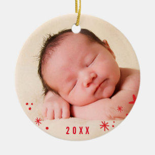 VAKANTIE FOTO ORNAMENT hand geletterd vrolijk rood