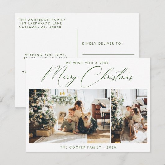 Vakantie Foto Post Card | Moderne kerst Briefkaart (Voorkant / Achterkant)