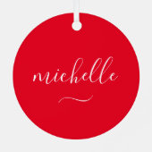 Vakantie Foto Rood Witte Stutschrijfmachine Keepom Metalen Ornament (Achterkant)