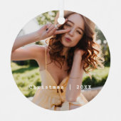 Vakantie Foto Rood Witte Stutschrijfmachine Keepom Metalen Ornament (Voorkant)