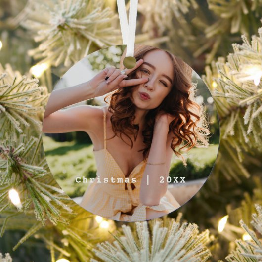 Vakantie Foto Rood Witte Stutschrijfmachine Keepom Metalen Ornament (Insitu)