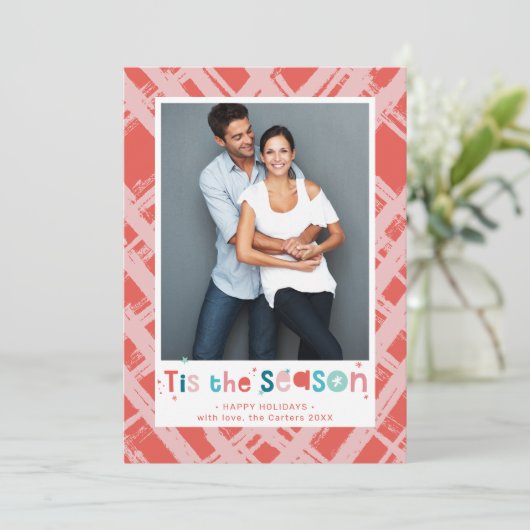 VAKANTIE FOTO vrolijke kleuren dit seizoen Feestdagenkaart (Staand voorkant)