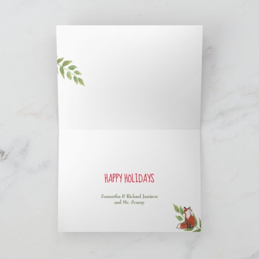 Vakantie Fotokaart Fox Schattige Christmas Woodlan Feestdagen Kaart (Binnen)