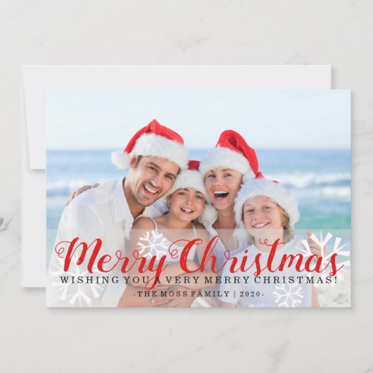 Vakantie fotokaart - Strand Vrolijk Kerstfeest Feestdagenkaart (Voorkant)