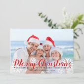 Vakantie fotokaart - Strand Vrolijk Kerstfeest Feestdagenkaart (Staand voorkant)