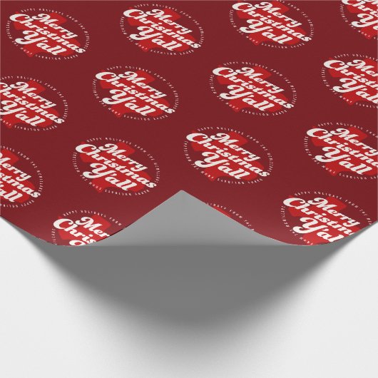 Vakantie fotokaart *Vrolijke Kerstmis Y'all* Cadeaupapier (Hoek)