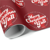 Vakantie fotokaart *Vrolijke Kerstmis Y'all* Cadeaupapier (Rol Hoek)